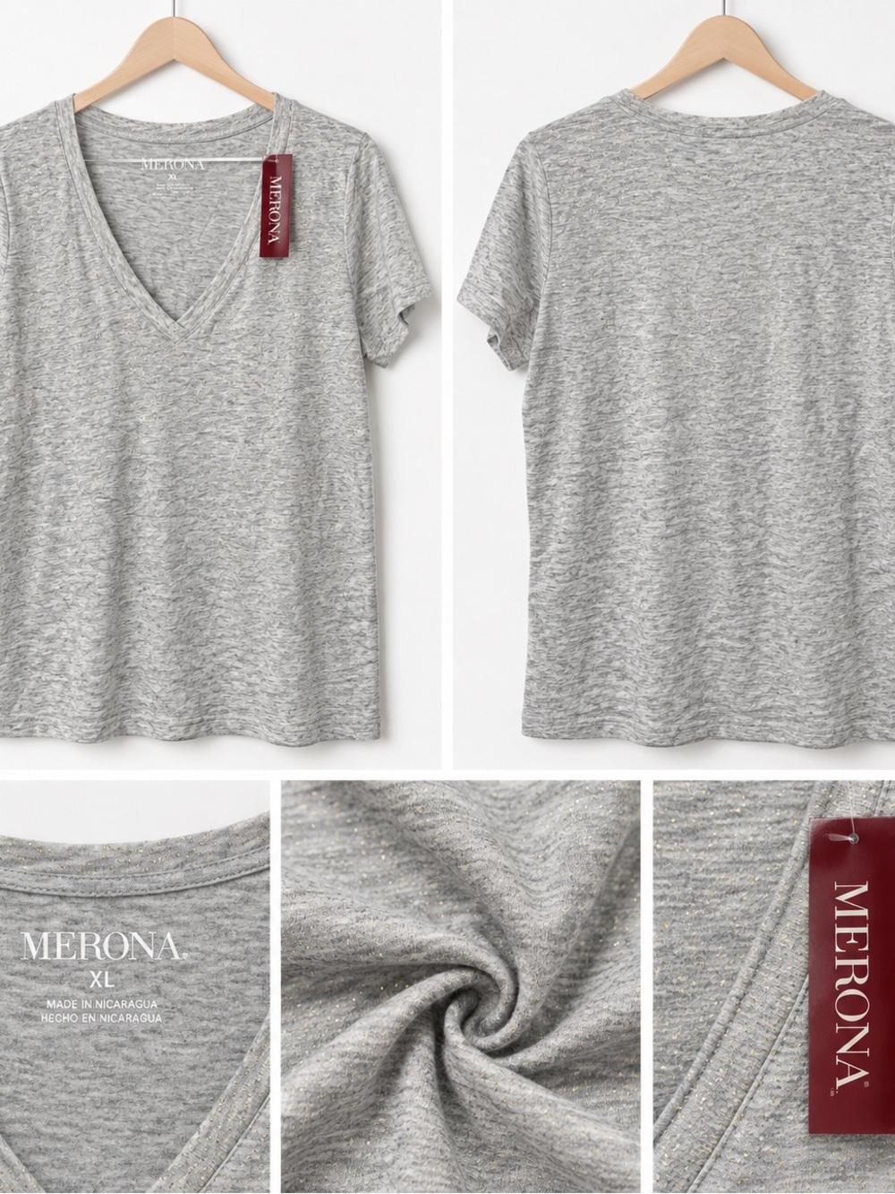 Merona Heather Gray V-Neck Short Sleeve Tee